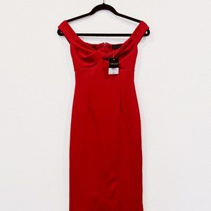 NWT Topshop Red Twist Front Bardot Dress